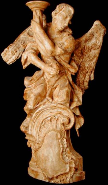 One of a pair of carved angel candlesticks van Austrian School