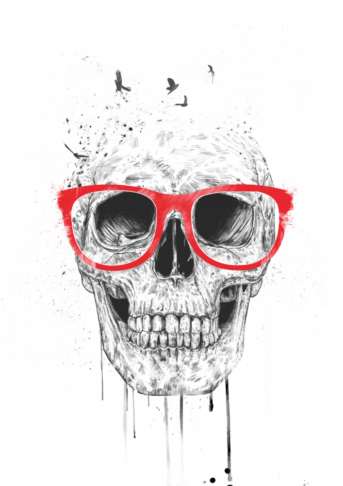 Skull with red glasses van Balazs Solti