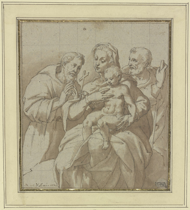 Die Heilige Familie mit dem Heiligen Franziskus van Baldassare Peruzzi