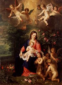 Madonna mit Kind und dem Johannesknaben, umgeben von Engeln van Balthasar Beschey