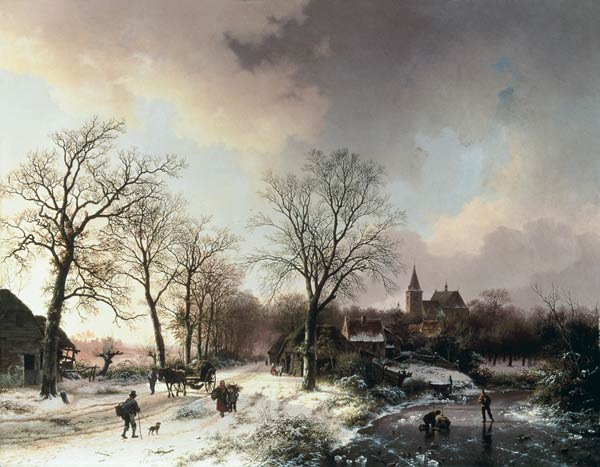 Winterlandschap bij Bedburg aan de rijn Barend Cornelis Koekkoek van Barend Cornelisz. Koekkoek