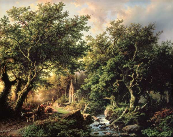 Landschap met een kapel - Barend Cornelis. Koekkoek van Barend Cornelisz. Koekkoek