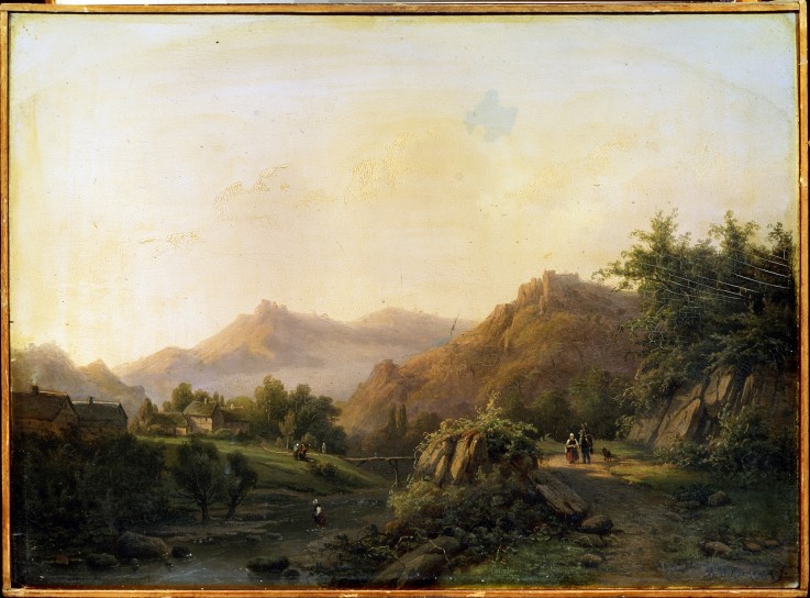 Landscape with a way van Barend Cornelis Koekkoek