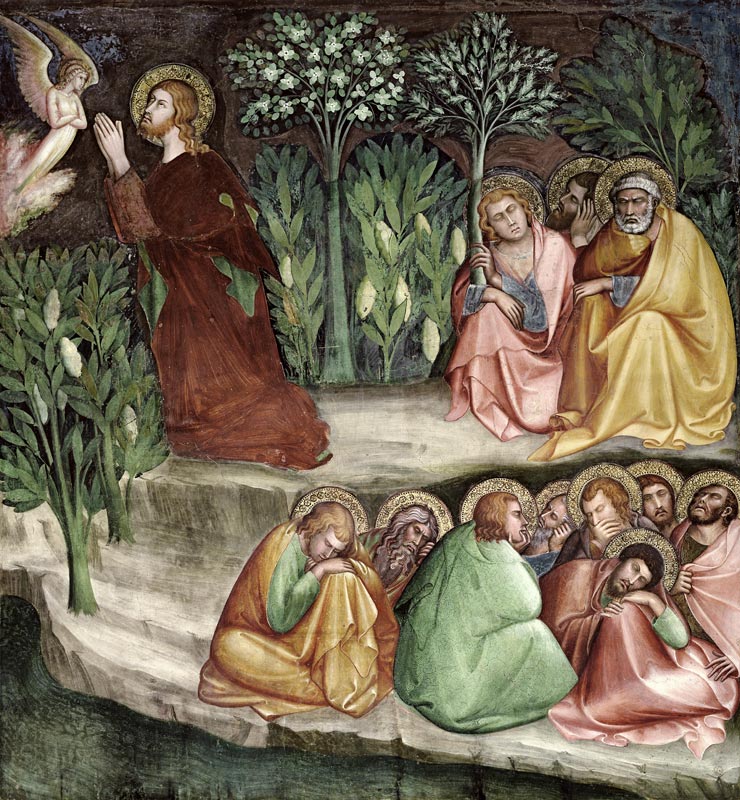 Christ in the Garden of Gethsemane, from a series of Scenes of the New Testament (fresco) van Barna  da Siena