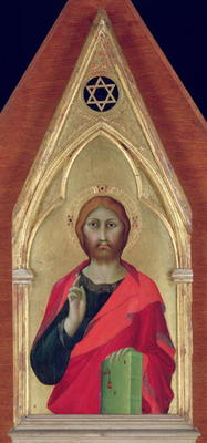 Christ Blessing, c.1325 (oil on panel) van Barna  da Siena