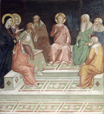Jesus with the Doctors, from a series of Scenes of the New Testament (fresco) van Barna  da Siena