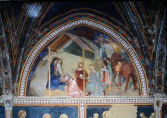 The Adoration of the Magi, from a series of Scenes of the New Testament (fresco) van Barna  da Siena