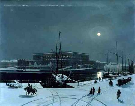 View of the Royal Palace of Stockholm in Winter van Baron Karl-Stefan Bennet