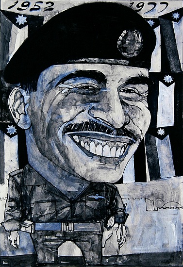 Portrait of King Hussein of Jordan, illustration for The Sunday Times, 1970s van Barry  Fantoni