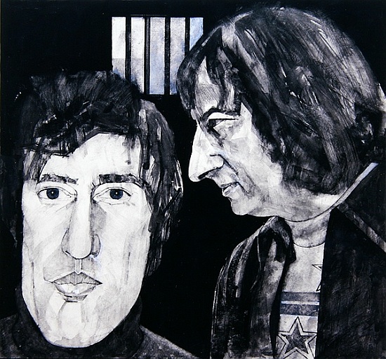 Portrait of Tom Stoppard and Andre Previn, illustration for The Sunday Times, 1970s van Barry  Fantoni