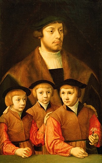 Portrait of a Man and His Three Sons, late 1530s-early 1540s van Bartholomaeus Bruyn