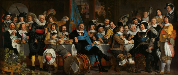 De maaltijd om de vrede van Münster te vieren  - Bartholomeus van der Helst van Bartholomeus van der Helst