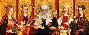 Die hl. Anna Selbdritt mit den hll. Barbara, Margarethe, Dorothea u. Magdalena. van Bartholomeus Zeitblom