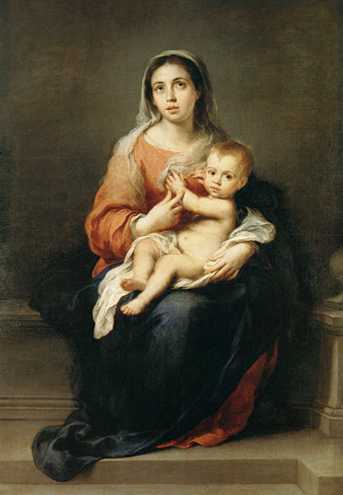 Maria mit Kind van Bartolomé Esteban Perez Murillo
