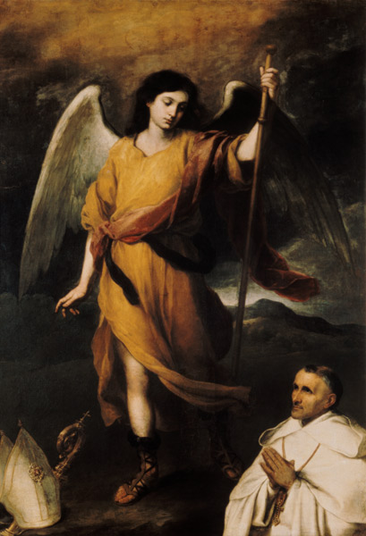 Archangel Raphael with Bishop Domonte van Bartolomé Esteban Perez Murillo