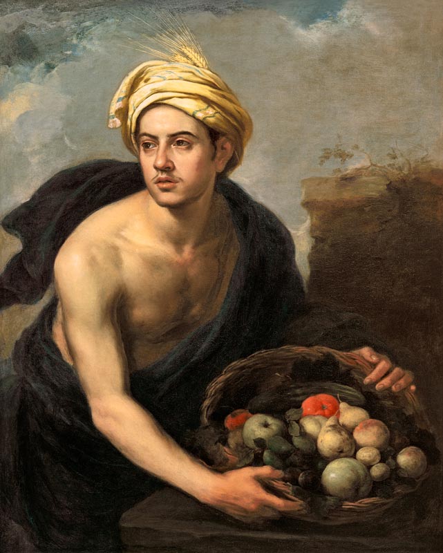 Zomer afgebeeld als jonge man met fruitmand  van Bartolomé Esteban Perez Murillo