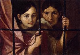 Two Women Behind a Grille