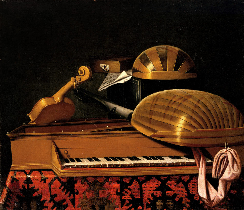 Still Life with Musical Instruments and Books van Bartolomeo Bettera