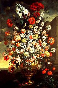 Blumenstilleben aus Lilien, Tulpen, Nelken und anderen Blumen van Bartolomeo Bimbi