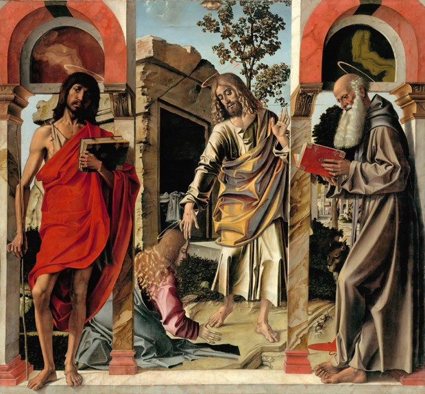 Resurrected Christ with Mary Magdalen and Saints John the Baptist and Jerome van Bartolomeo Montagna