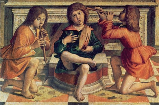 Three angel musicians van Bartolomeo Montagna