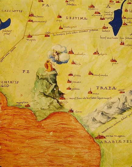 Mount Sinai and the Red Sea, from an Atlas of the World in 33 Maps, Venice, 1st September 1553(detai van Battista Agnese