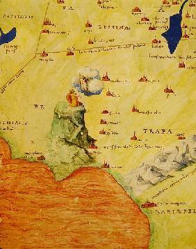 Mount Sinai and the Red Sea, from an Atlas of the World in 33 Maps, Venice, 1st September 1553(detai
