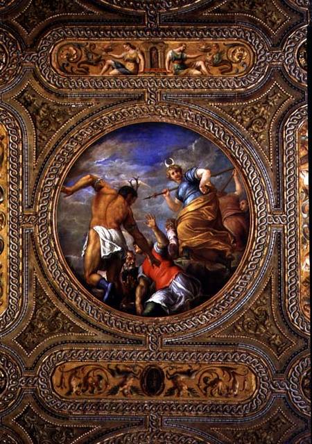 Diana and Actaeon, from the ceiling of the library van Battista Franco