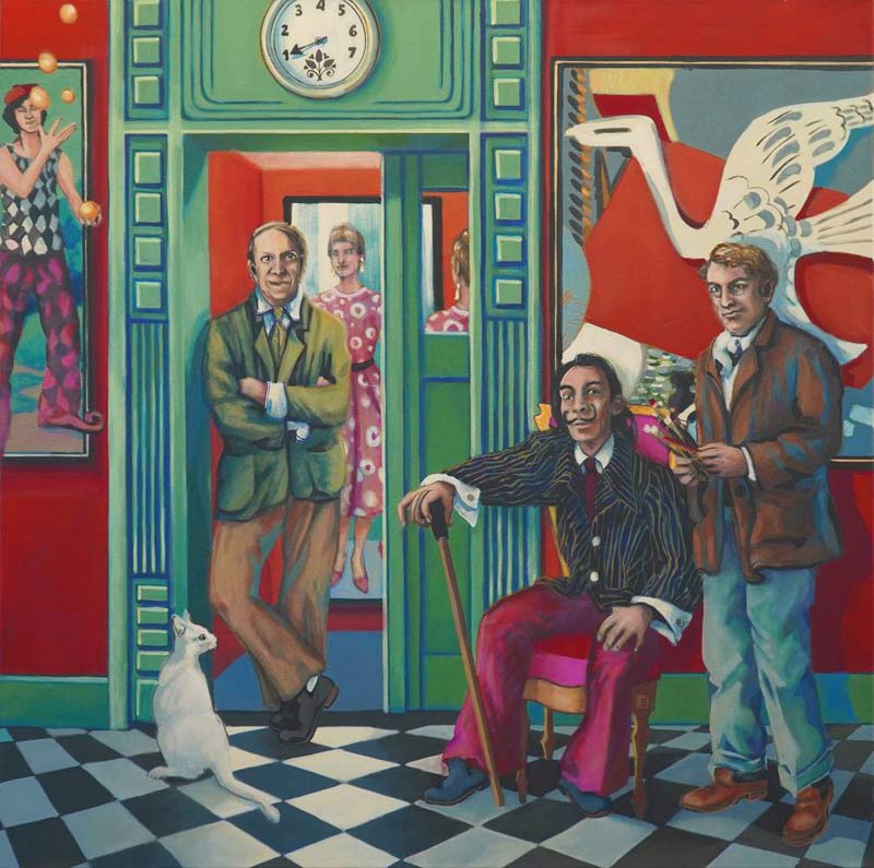 Das Treffen der großen Meister: Picasso ( wobei die Frau hinter ihm nicht fehlen darf ), Dali und Ge van Beate Blankenhorn