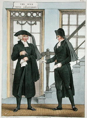 Funeral officials of Amsterdam, illustration from 'Collections des Costumes des Provinces Septentrio van Bendrik Greeven