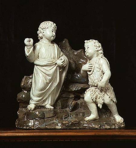 Christ as a boy appearing to the Infant St. John the Baptist, sculpture van Benedetto Buglioni