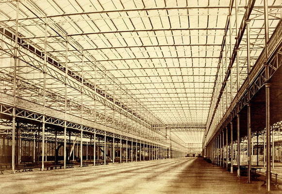 The Nave at Crystal Palace, Hyde Park, March 1852 (albumen print from calotype negative) van Benjamin Brecknell Turner