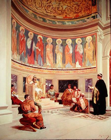 St John Chrysostom (c.347-407) exiled by Empress Eudoxia (d.404) van Benjamin Constant