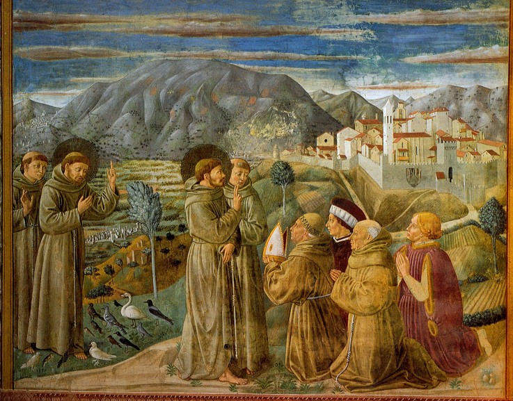 Saint Francis Preaches to the Birds (from Legend of Saint Francis) van Benozzo Gozzoli