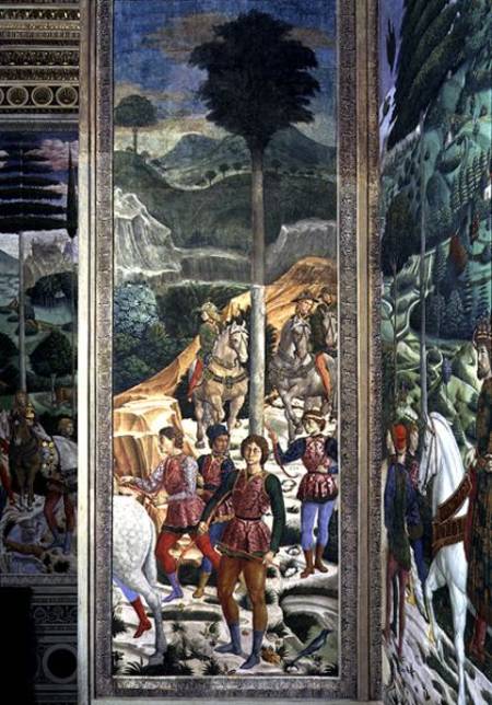 Liveried archers and cavalry, panel alongside the back wall of the Journey of the Magi cycle in the van Benozzo Gozzoli