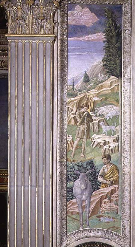 Shepherd and his flock, panel alongside the right wall of the Journey of the Magi cycle in the chape van Benozzo Gozzoli