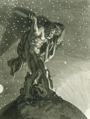Atlas Supports the Heavens on his Shoulders, 1731 (engraving) van Bernard Picart