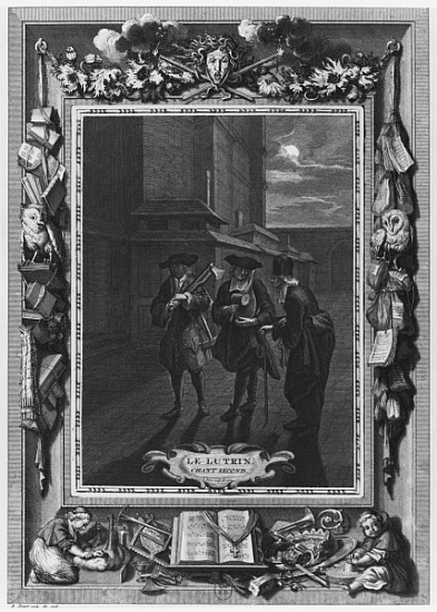 Illustration from ''Le Lutrin'' Nicolas Boileau, known as Boileau-Despreaux, 2nd canto, published in van Bernard Picart