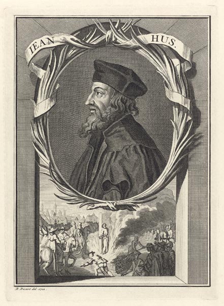 Portrait of John Hus van Bernard Picart