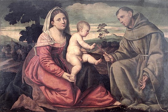 Madonna and Child with St. Francis, c.1540 van Bernardino Licinio