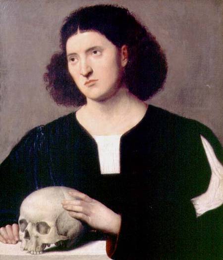 Portrait of a Young Man with a Skull van Bernardino Licinio