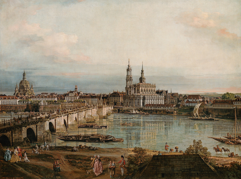 Gezicht op de oude stad van Dresden van Bernardo Bellotto