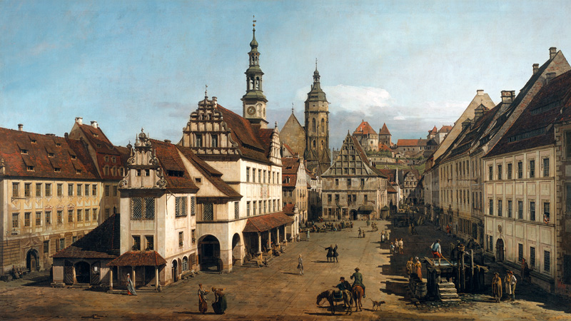 Der Marktplatz zu Pirna van Bernardo Bellotto