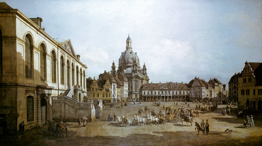 Der Neumarkt zu Dresden, vom Jüdenhofe gesehen van Bernardo Bellotto