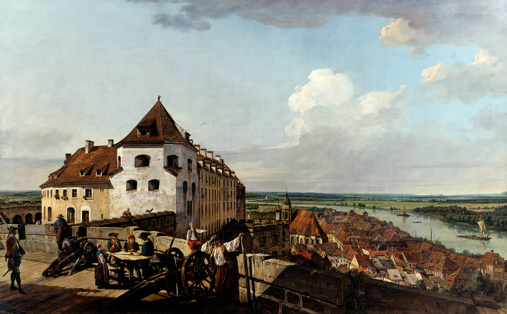 Die  Festung Sonnenstein und Pirna vom Hohen Berg van Bernardo Bellotto