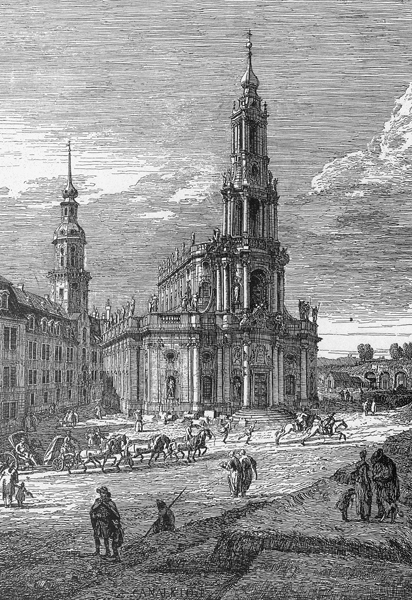 Dresden, Hofkirche / Rad.v.Bellotto van Bernardo Bellotto