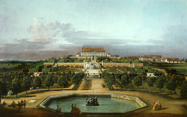 Das kaiserliche Lustschloß Schloßhof, Gartenseite van Bernardo Bellotto