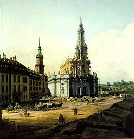 Dresden vom linken Elbufer oberhalb des Altstädter Brückenkopfes (Detail) van Bernardo Bellotto