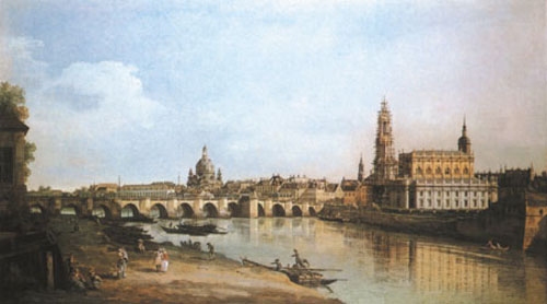 Dresden met vrouwenkerk van Bernardo Bellotto