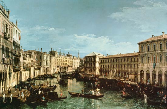 Grand Canal, Venice, looking South to the Rialto Bridge van Bernardo Bellotto